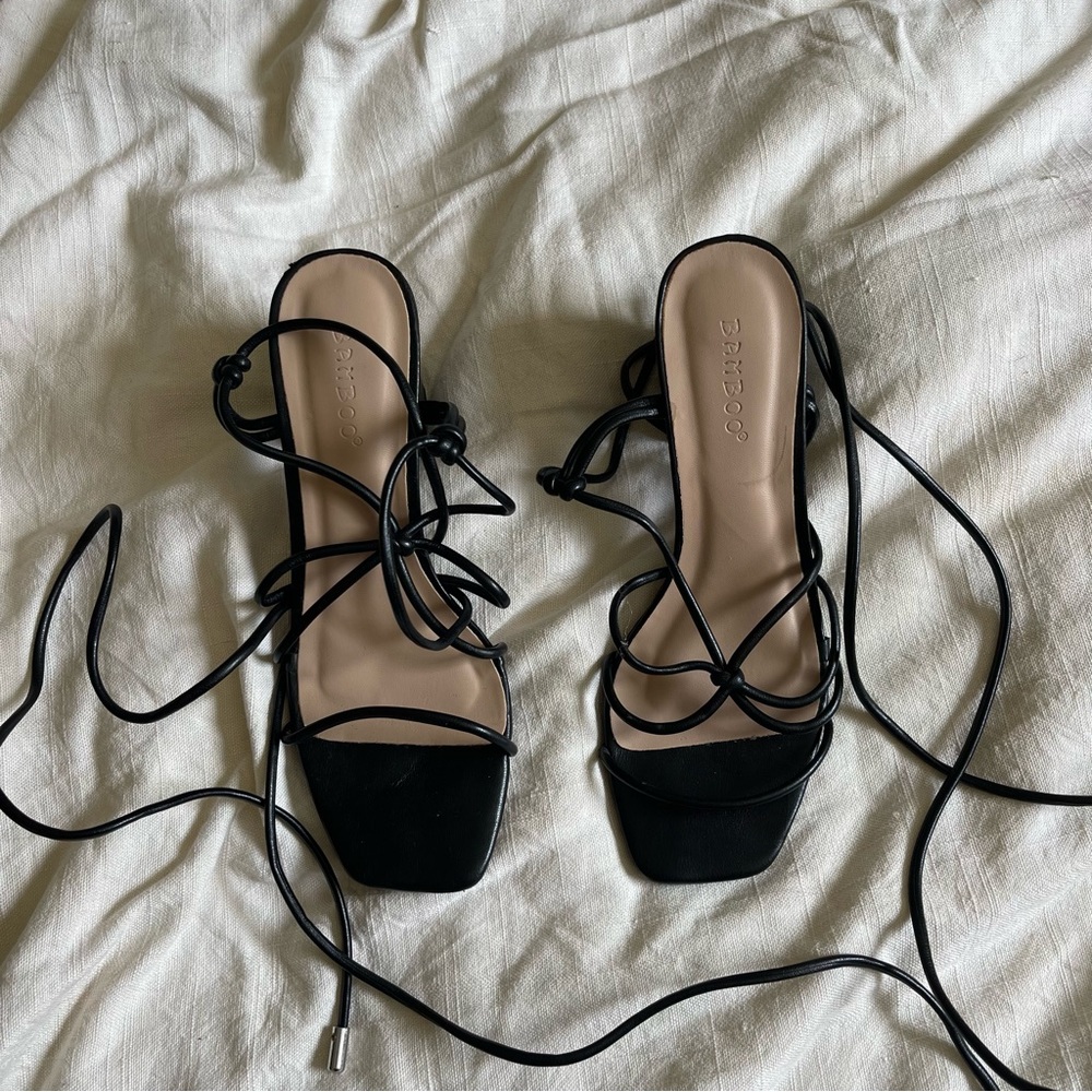 Black lace up heels